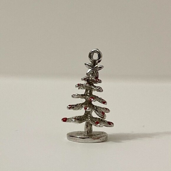 Vintage Sterling Christmas Tree Charm No Loop - Picture 9 of 10